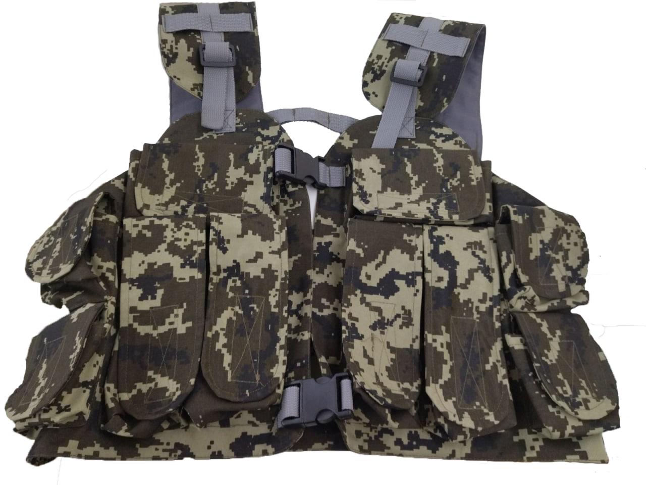 Жилет розвантажувальний 10 карманів Темний піксель (7275445)