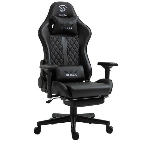 Кресло игровое с подставкой для ног Черный (BS5934)