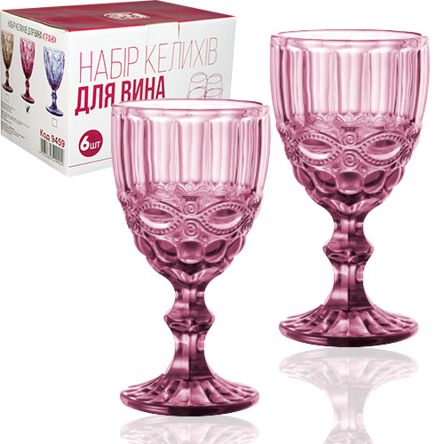 Набор бокалов для вина SNT Винтаж 260 мл 6 шт. Бордовый (9458)