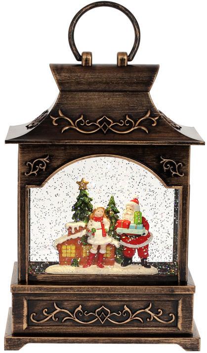Ліхтар декоративний Санта з подарунками з LED підсвіткою 25 см Ліхтар декоративний Санта з подарунками з LED підсвіткою 25 см