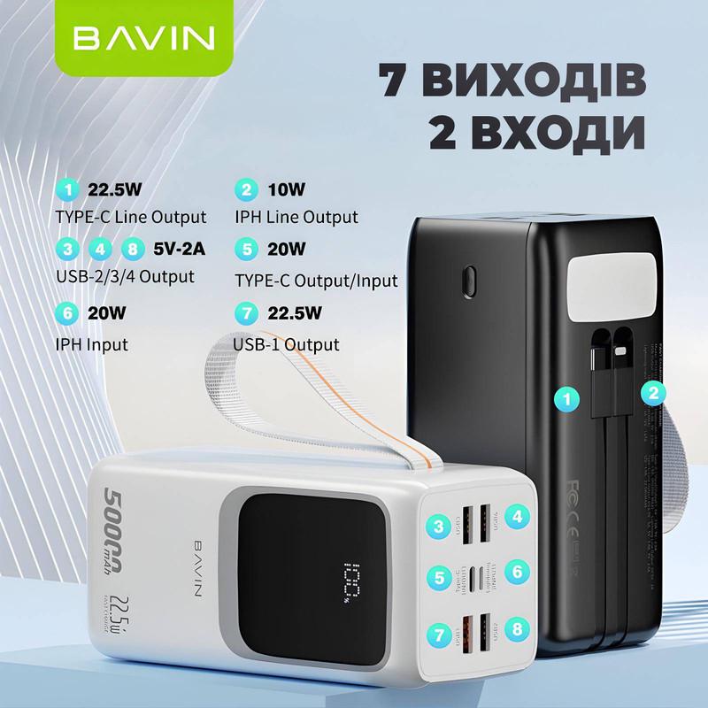 Повербанк BAVIN PC1032S 50000 mAh FAST CHARGING 22,5W Black (Y-PC1032S-BK) - фото 7