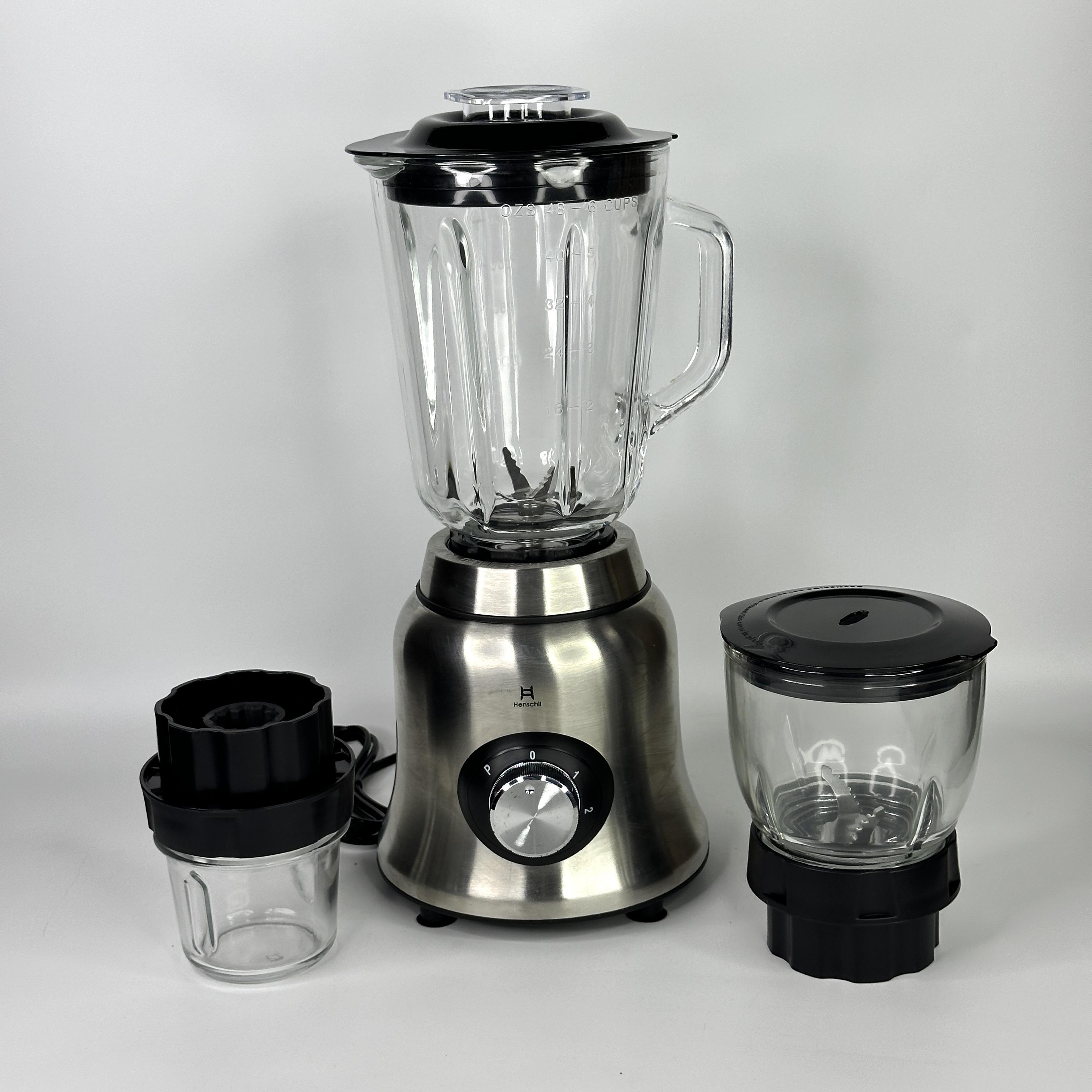 Блендер Henschll HS-8891 с чашей кофемолкой и гриндером 1000 Вт Серебристый