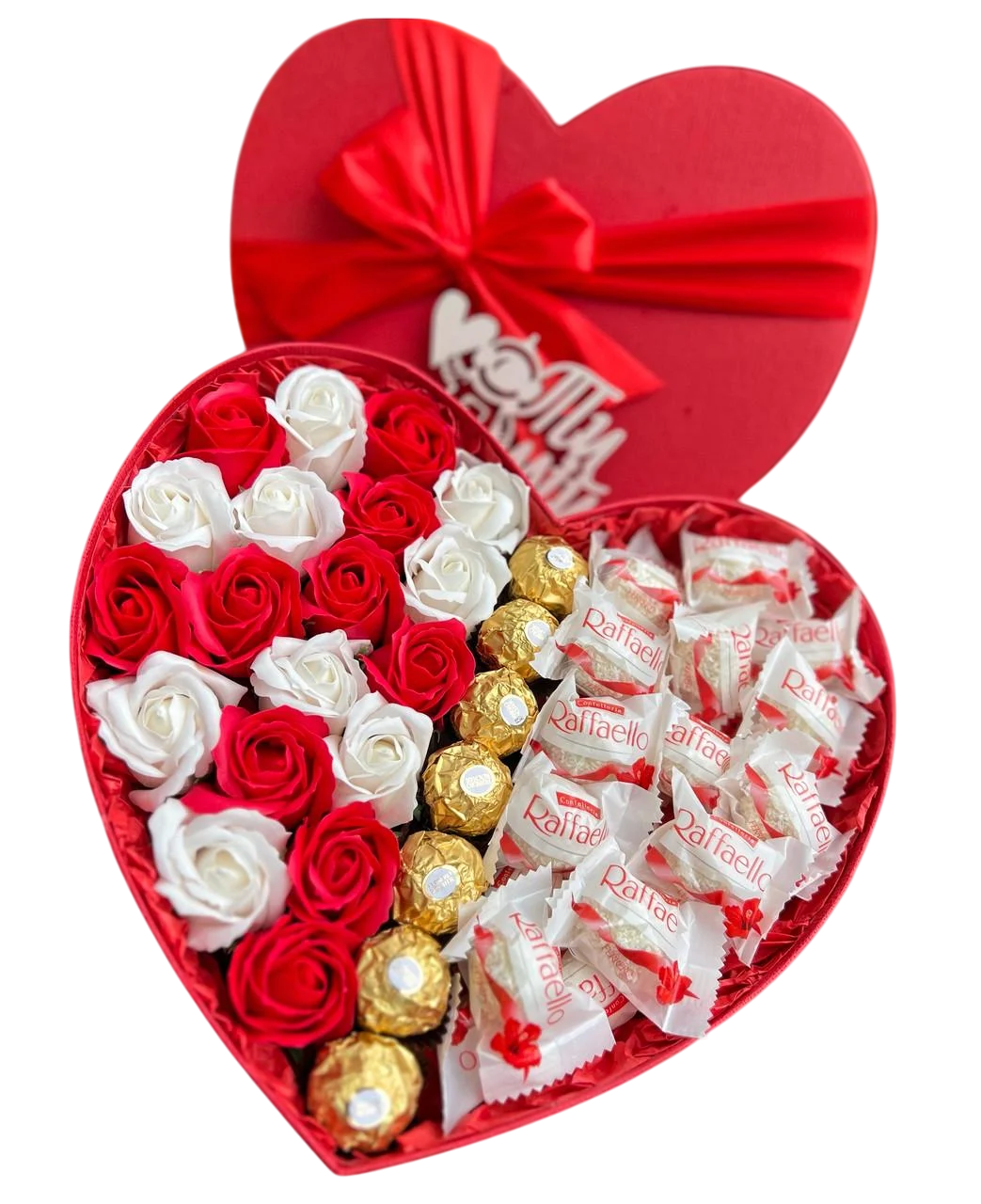 Подарунковий бокс на Новий Рік з солодощами та квітами Червоний (2021847606)