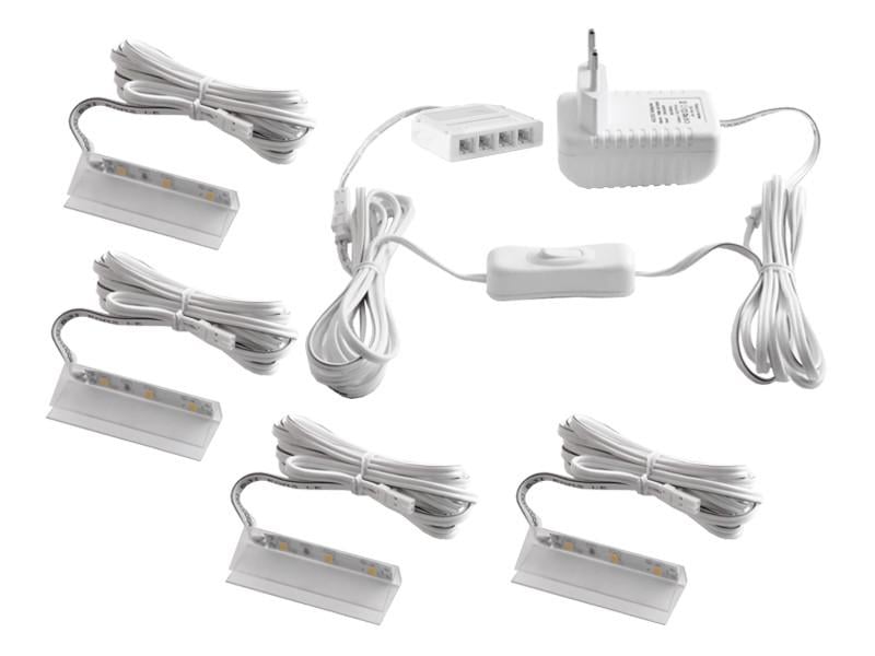Комплект светодиодных клипс пластиковых LEDUA для подсветки стеклянных полок 4шт 110-240В синий (35502614) Комплект светодиодных клипс пластиковых LEDUA для подсветки стеклянных полок 4шт 110-240В синий (35502614)