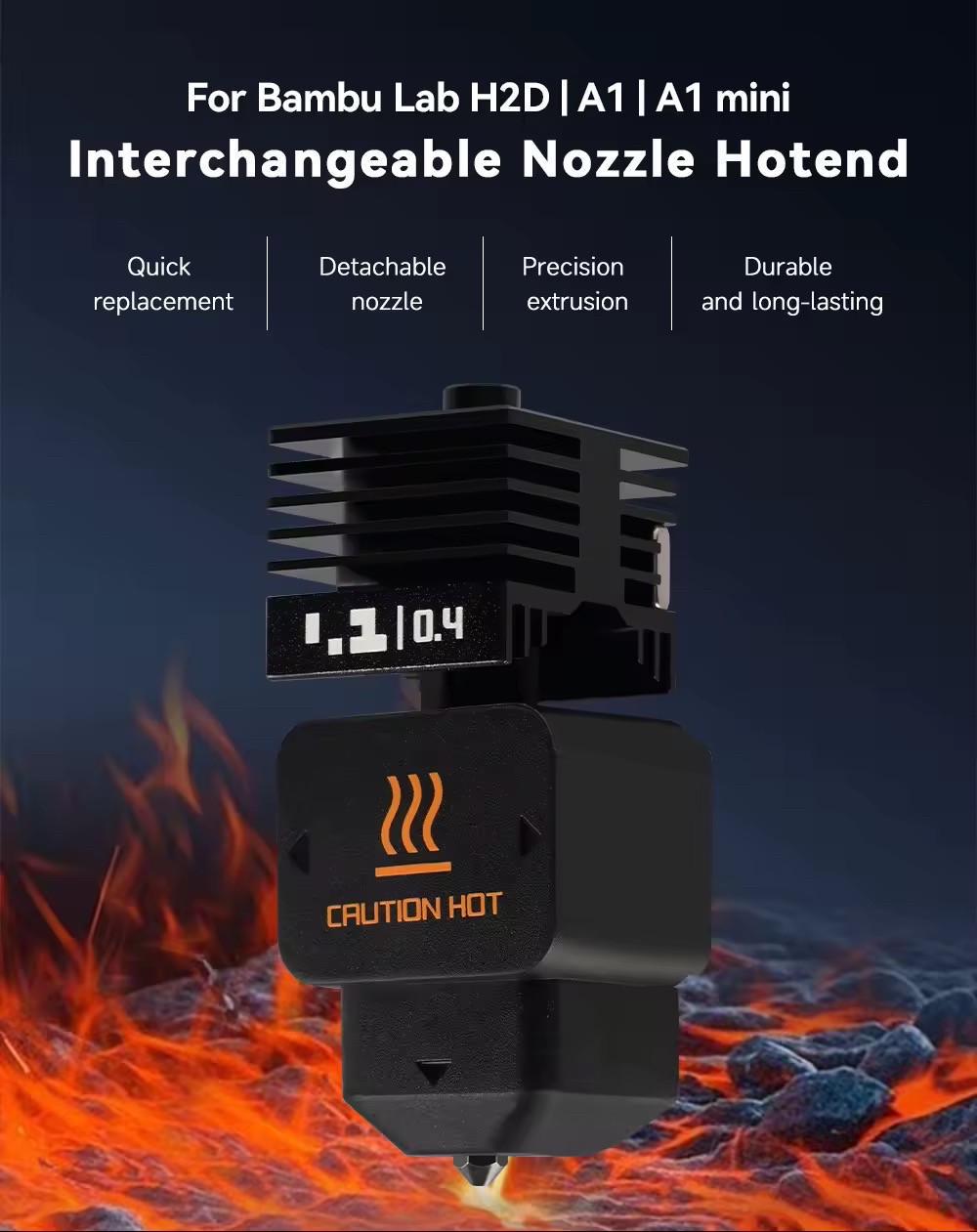 Хотенд Bambulab A1/A1 Mini со сменным соплом 0,6 мм и силиконовой насадкой - фото 10 Хотенд Bambulab A1/A1 Mini со сменным соплом 0,6 мм и силиконовой насадкой - фото 10