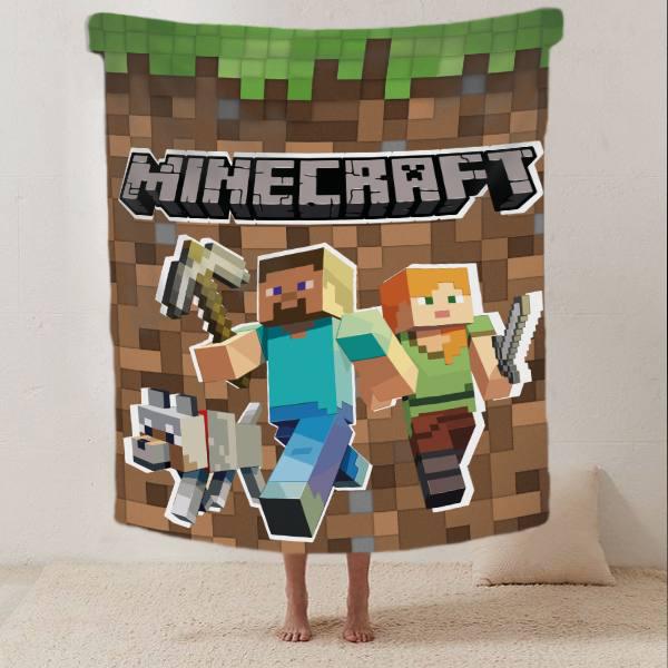 Плед плюшевый с 3D рисунком Minecraft велюр 135х160 см (120222450В)