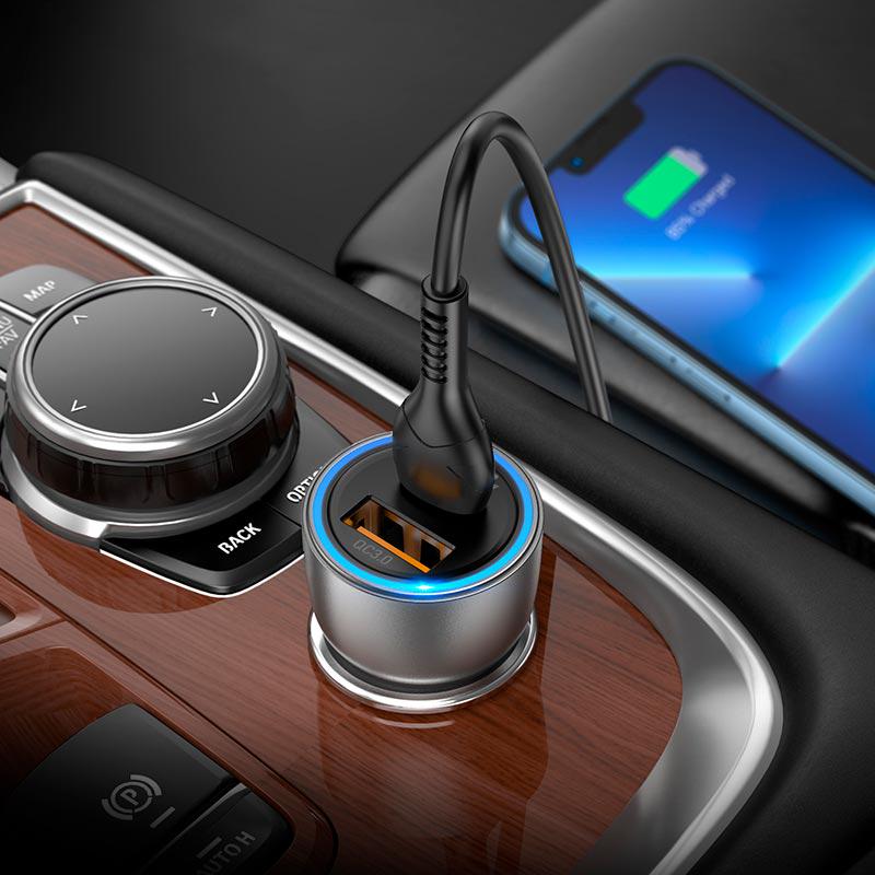 Автомобильное зарядное устройство Hoco Type-C Lightning Cable Sprinter Dual Port NZ8 QC/PD 43W 3A Brown (11870370) - фото 5 Автомобильное зарядное устройство Hoco Type-C Lightning Cable Sprinter Dual Port NZ8 QC/PD 43W 3A Brown (11870370) - фото 5