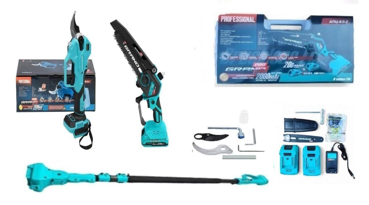 Пила аккумуляторная цепная Grand АПЦ-6/2-2 с секатором Grand СА-40F/20BL-base/с удлинителем 3 м (30863566) Пила аккумуляторная цепная Grand АПЦ-6/2-2 с секатором Grand СА-40F/20BL-base/с удлинителем 3 м (30863566)