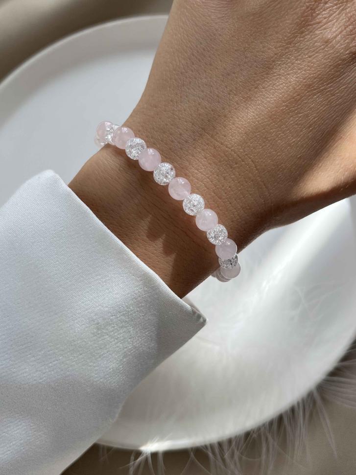 Браслет з кварцу та кришталю (5577)