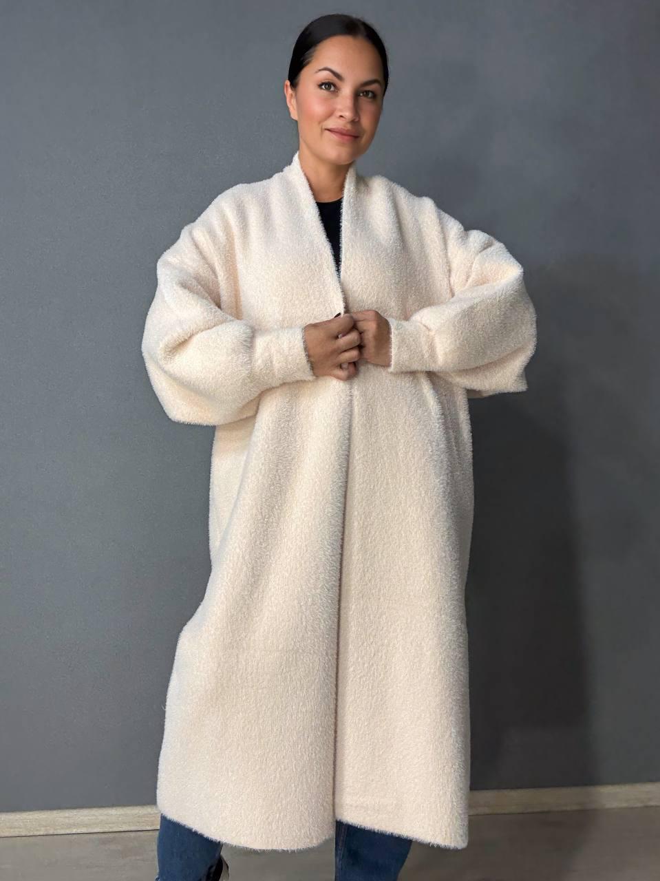 Кардиган женский Fancy Matinee 30740 ангора длинный с карманами OS Молочный (4872)