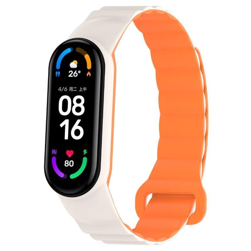 Ремінець Dual-color Magnetic для Xiaomi Mi Band 9/8 White/Orange (00000077059_10)