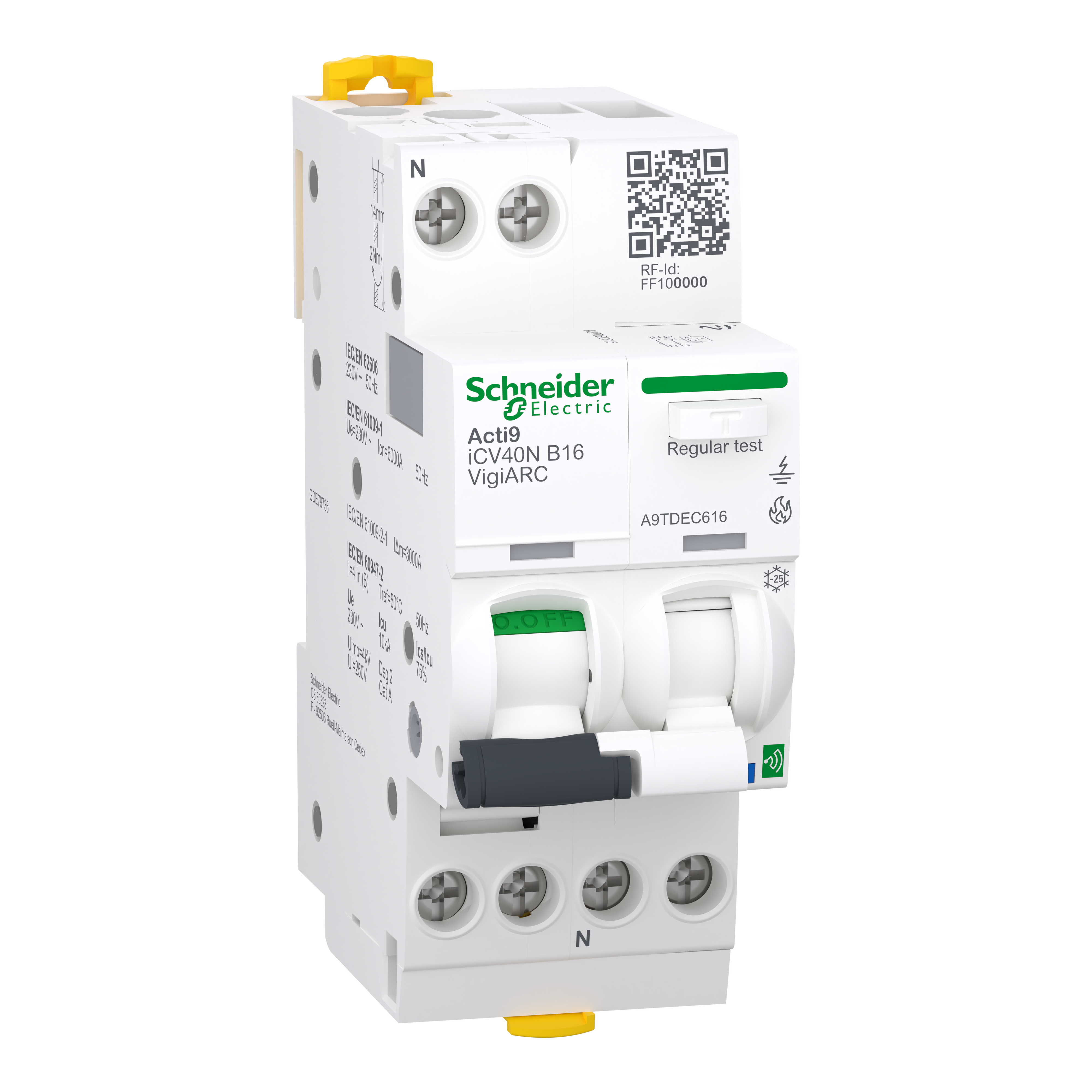 Дифференциальный выключатель Schneider Electric iCV40N 1P+N 16A 30мА 10кА B тип A-SI с УЗДП (A9TDEC616) Дифференциальный выключатель Schneider Electric iCV40N 1P+N 16A 30мА 10кА B тип A-SI с УЗДП (A9TDEC616)