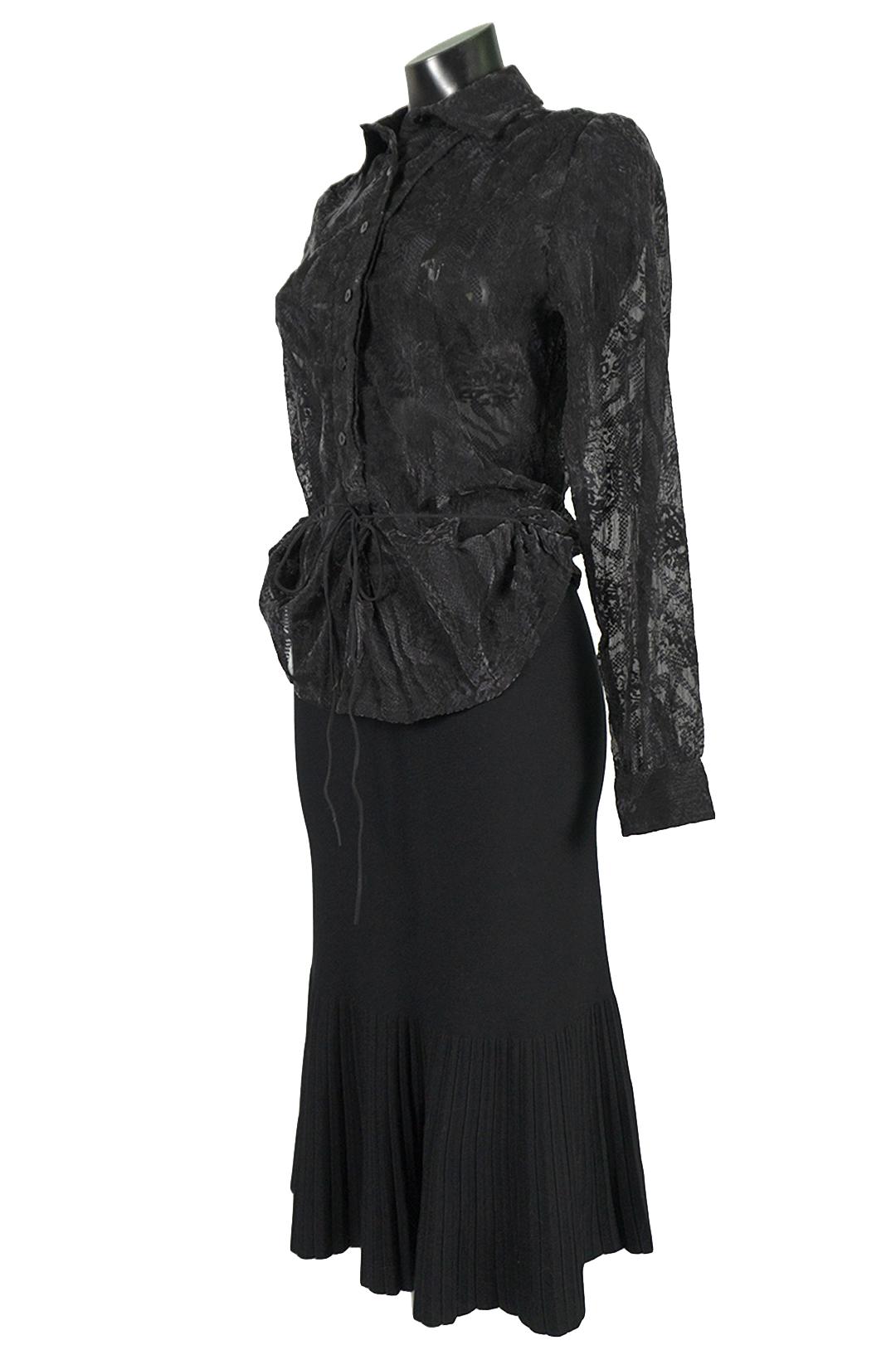 Блузка жіноча Lowett LW-116667-14 з органзи з баскою р. 48 Чорний (17852458) - фото 5 Блузка жіноча Lowett LW-116667-14 з органзи з баскою р. 48 Чорний (17852458) - фото 5