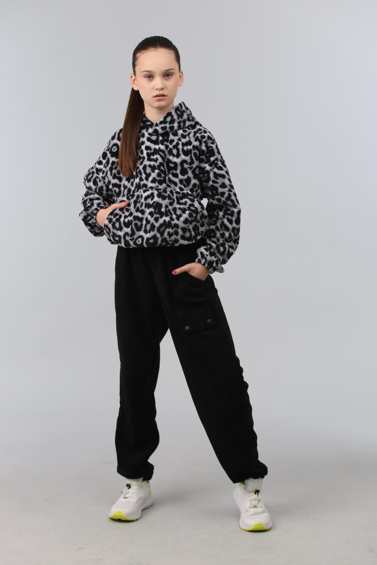 Костюм спортивный флисовый для девочки IRmAS Леопардовый 1187 146 см Серый