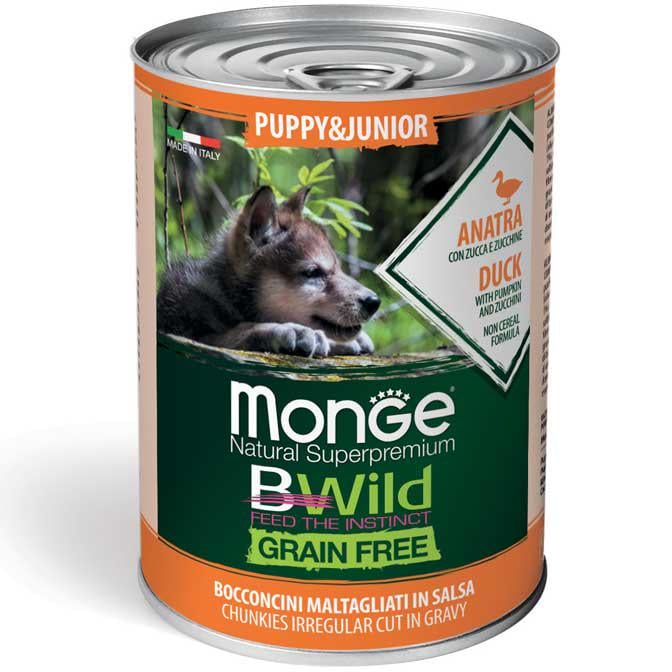 Корм влажный для собак Monge Dog Wet Bwild Puppy&Junior Утка/Тыква/Цуккини 400 г (46779)