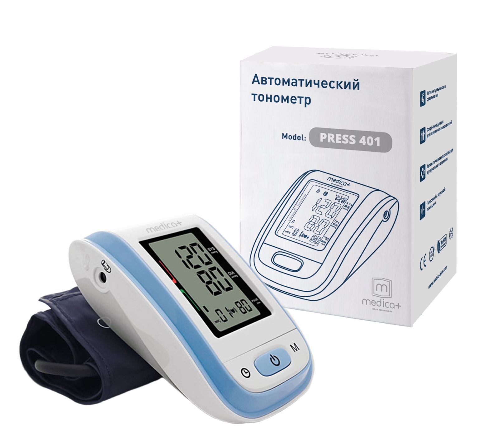 Автоматичний тонометр Medica-plus Press 401 з манжетою Білий (00294) - фото 2