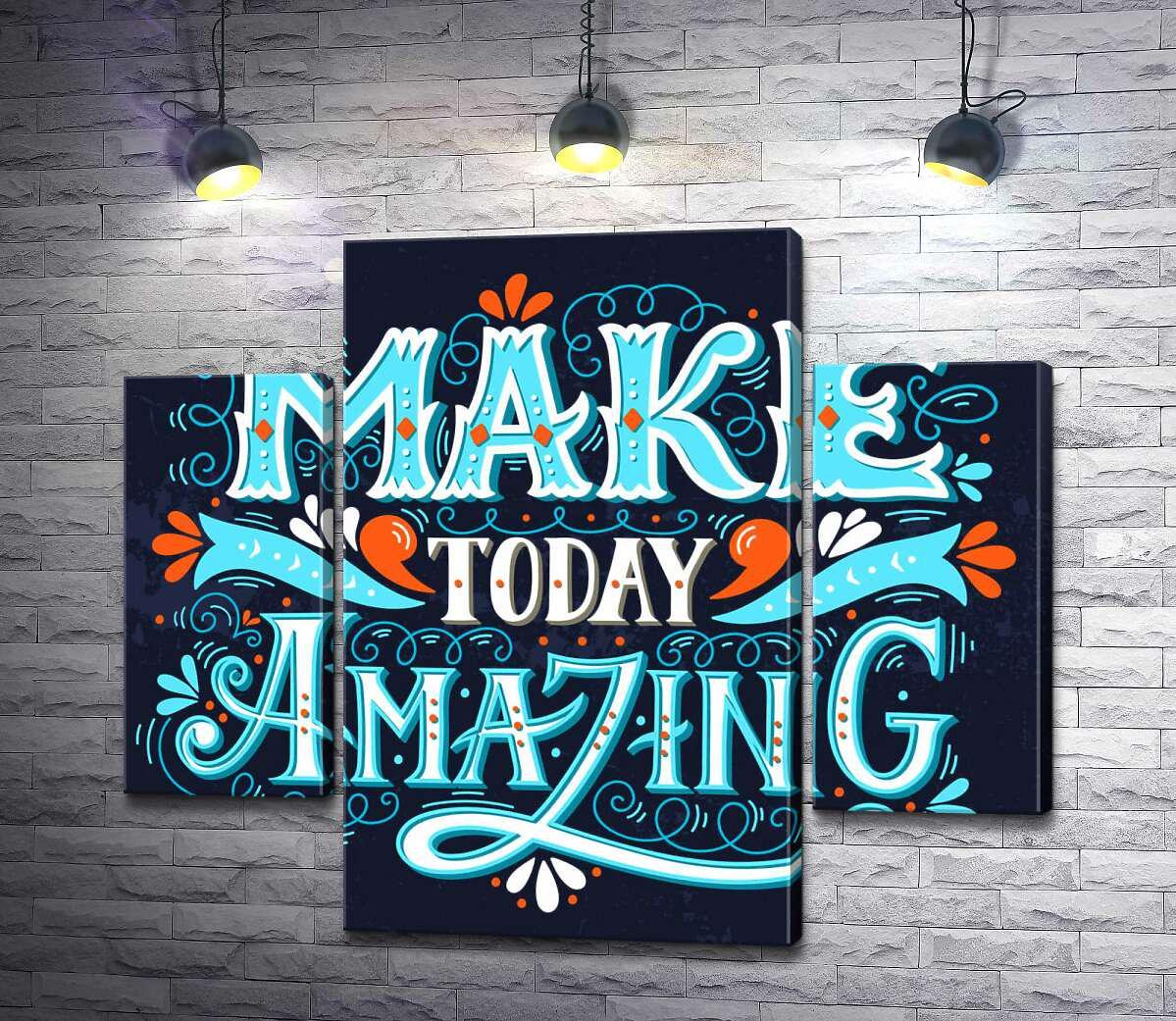 Модульная картина ArtPoster Небесна бірюза літер фрази &quot;make today amazing&quot; 80x69 см Модуль №7 (003484)