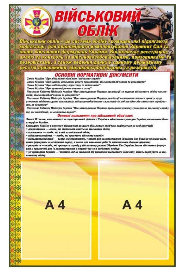 Стенд "Військовий облік" на 2 кармана A4 (6321334)