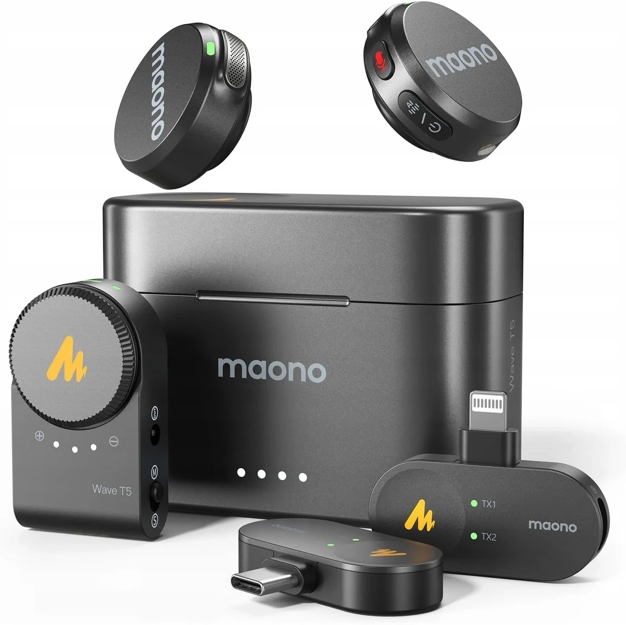 Микрофон петличный Maono Wave T5 COMBO для камеры для смартфона Type-C Lightning Android и iPhone (136144) - фото 3
