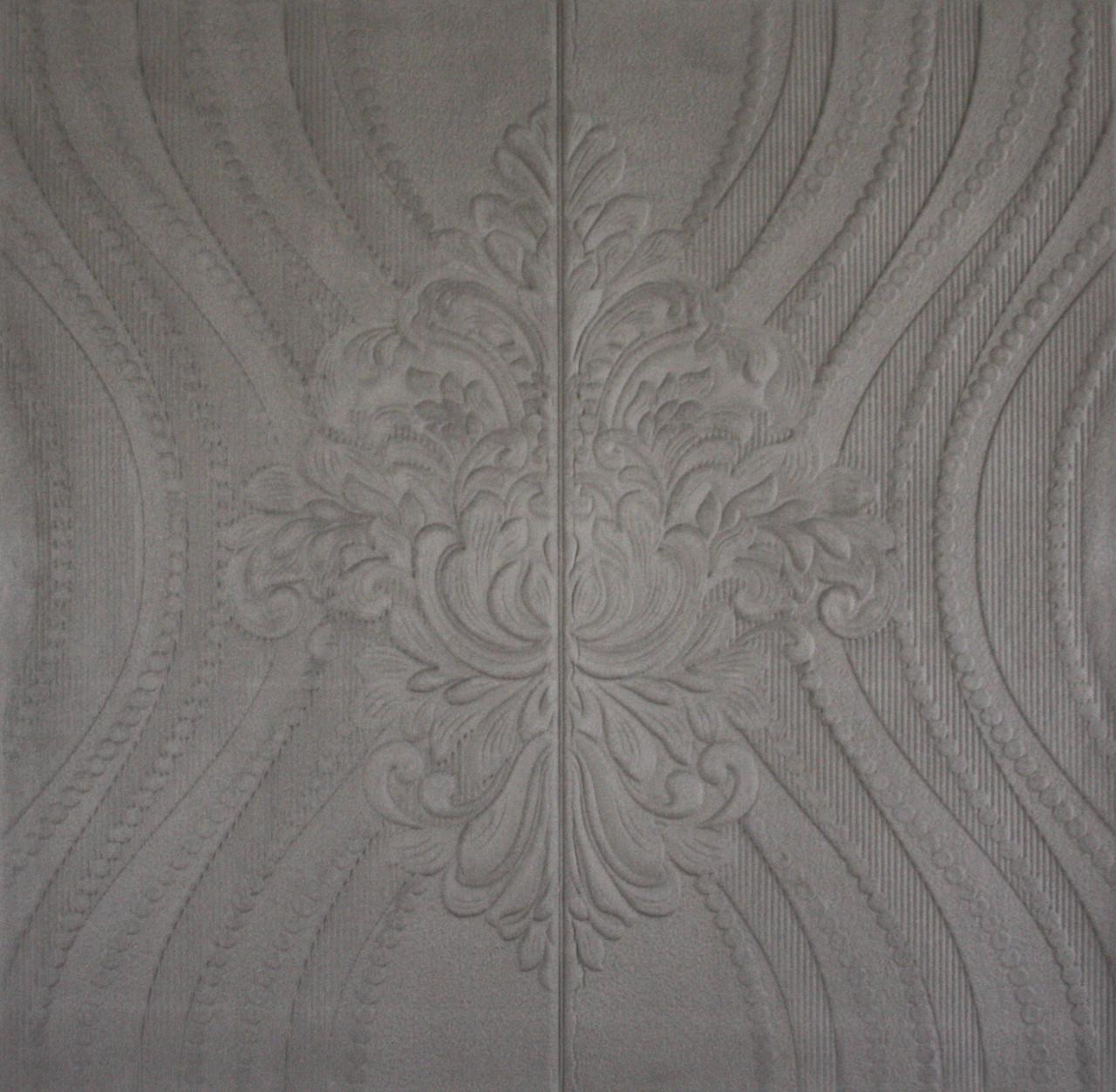 3D-панель самоклеюча декоративна приліжкова 700х700х7 мм Сiрий бархатний орнамент (TXN7-036)