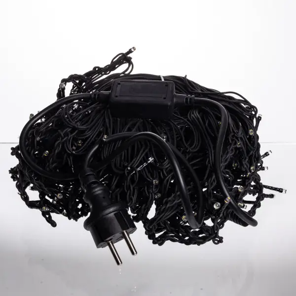 Гірлянда мережна Бахрома вулична 20 м 335 LED діодів зовнішня від мережі чорна нитка колір світла Жовтий (20MBY) - фото 6