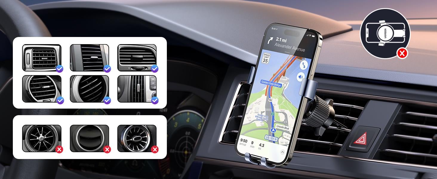 Держатель для телефона в машину UGREEN LP130 алюминиевый на вентиляционную сетку Space Grey (15233) - фото 2 Держатель для телефона в машину UGREEN LP130 алюминиевый на вентиляционную сетку Space Grey (15233) - фото 2