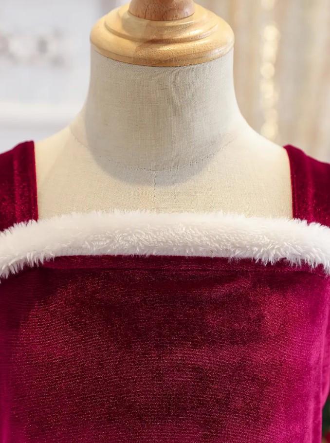 Сукня оксамитова для дівчинки 5 років Різдвяна з білим хутром Бордовий (2819917414) - фото 4 Сукня оксамитова для дівчинки 5 років Різдвяна з білим хутром Бордовий (2819917414) - фото 4