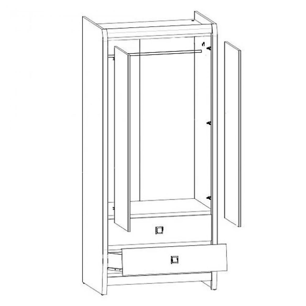 Шафа розпашна з ящиками Гербор Коен SZF2D2S Венге магія (GRB-1418) - фото 4