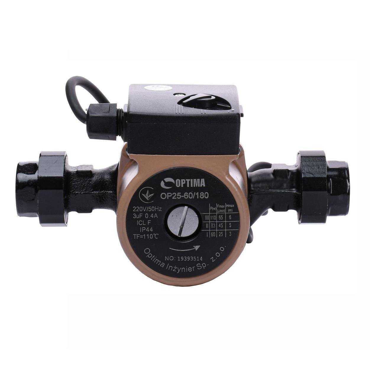 Насос циркуляційний Optima OP25-60 180 мм + гайки + кабель з вилкою (000008158)