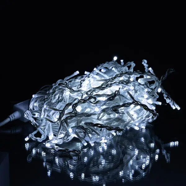 Гірлянда мережна Бахрома вулична 12 м 200 LED діодів зовнішня від мережі білий провід колір світла Білий (12MWW) - фото 6