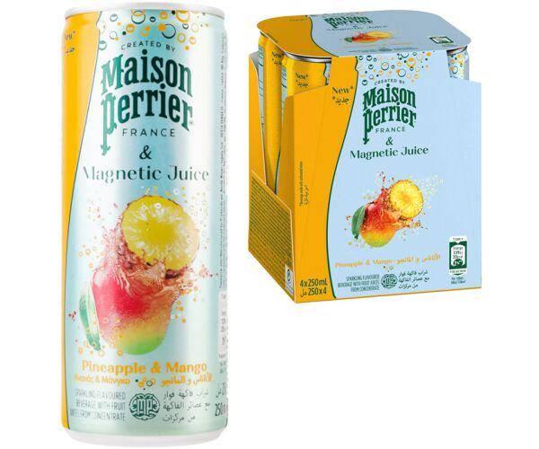 Вода сокосодержащая со вкусом ананаса и манго PERRIER juice 4 шт. х 0,25 л (18398)