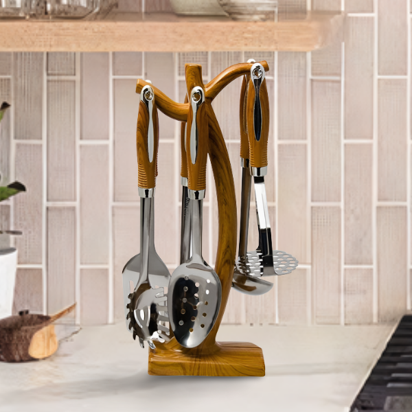 Набор кухонных принадлежностей на пластиковой стойке в виде дерева 7 пр. (MR-1502)