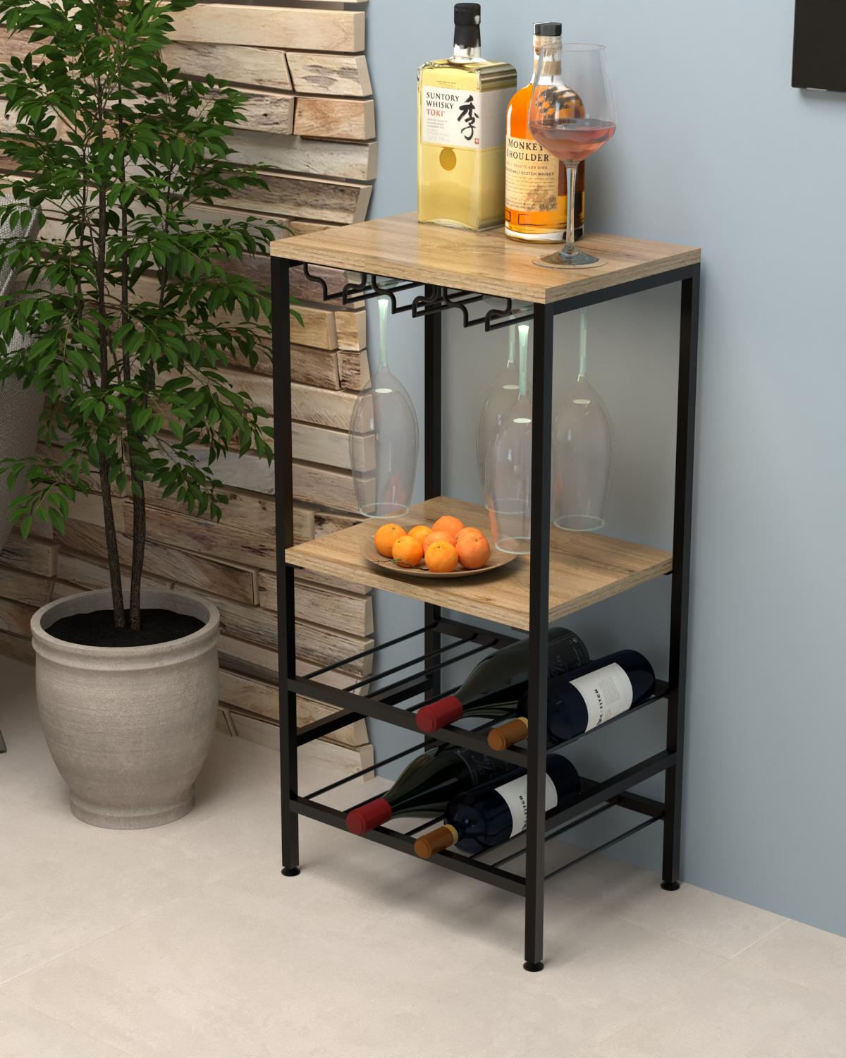 Стеллаж барный EcoLoft Сорренто DSP-1409-1 в стиле лофт Дуб Аппалачи (32373756)