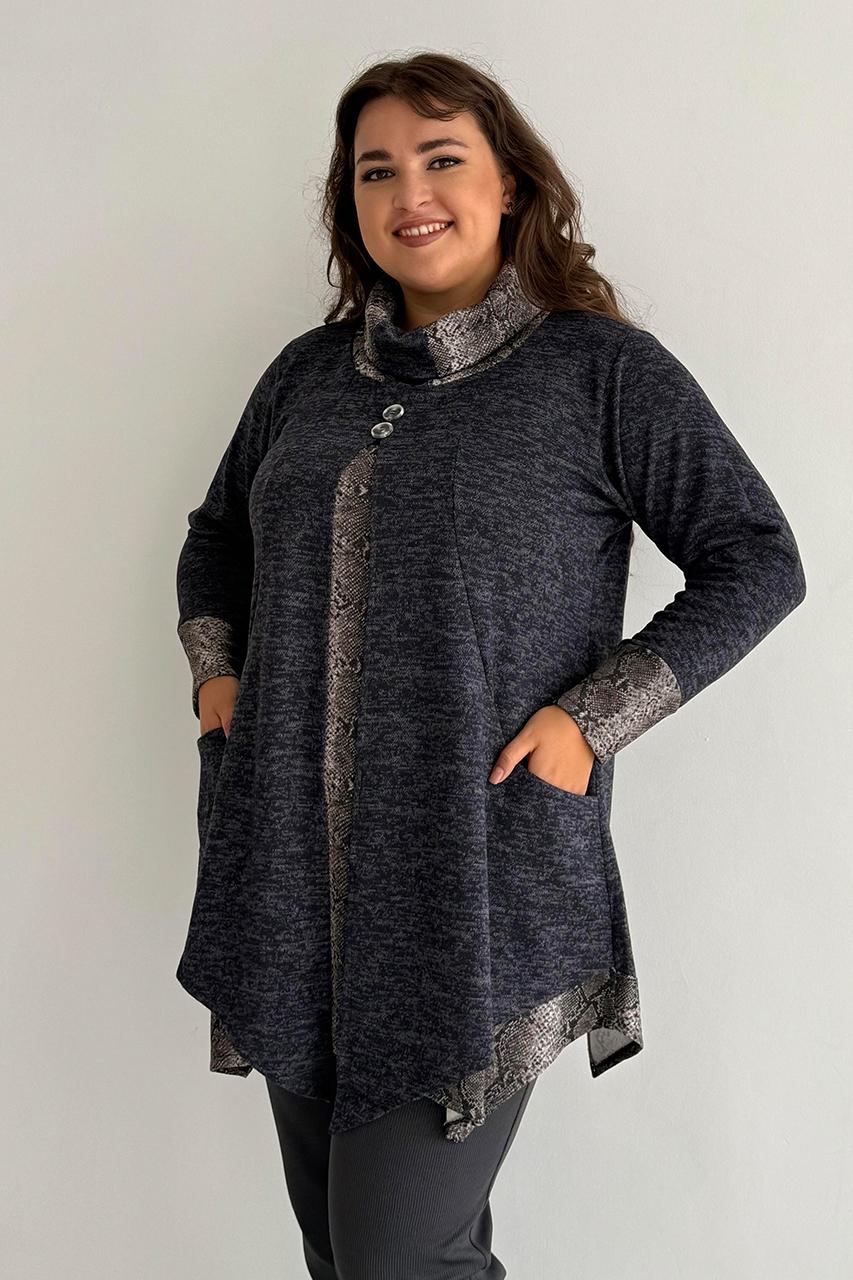 Туніка трикотажна PANNI Дана батал р. 60-62 Синій (Р2508252273) - фото 2 Туніка трикотажна PANNI Дана батал р. 60-62 Синій (Р2508252273) - фото 2