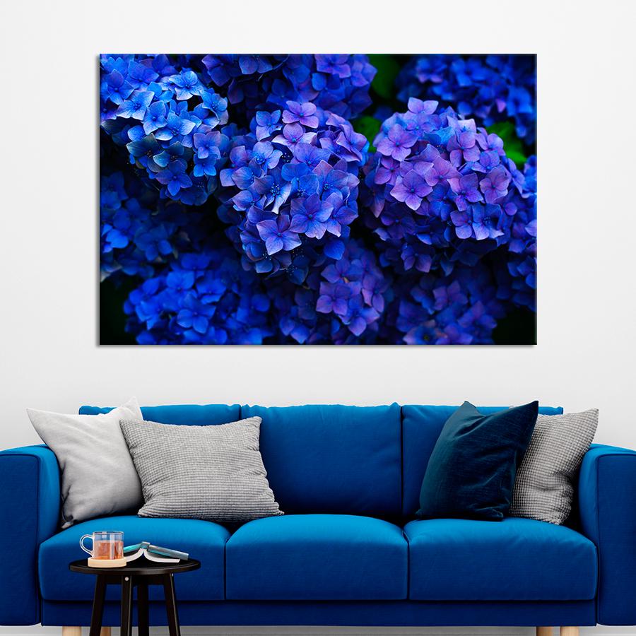 Картина цветы и растения Синяя гортензия 120x80 см (A999-1)