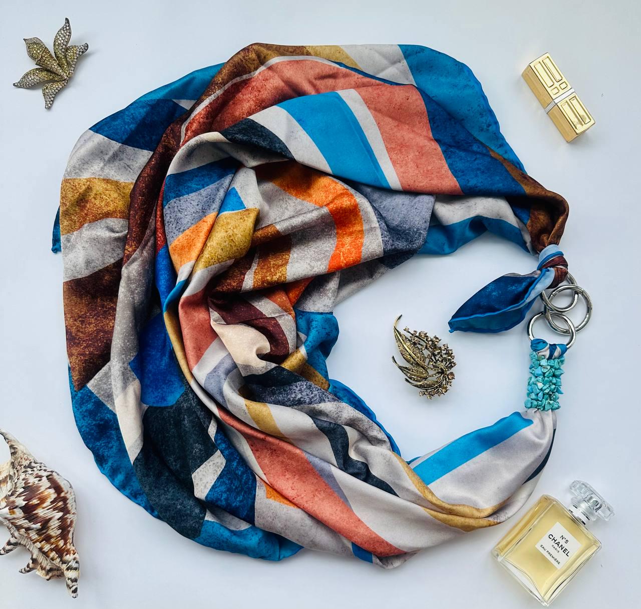 Платок My Scarf Лине судьбы украшен бирюзой 90x90 см (27207252)