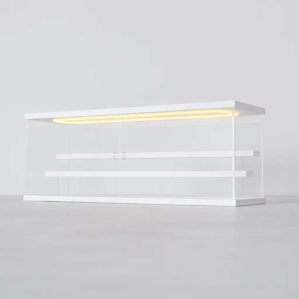 Бокс-витрина Акрил прозрачная с подсветкой для аксессуаров с дверками 600х180x3 мм Белый ( B600180LO )