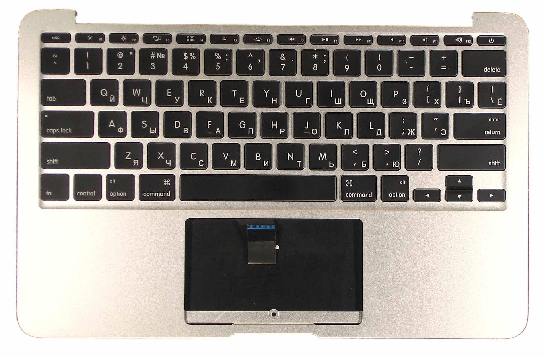 Клавіатура для ноутбука Apple MacBook Air A1370 2011+ Silver TopCase горизонтальний Enter Black