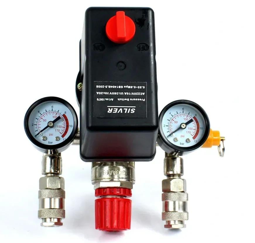 Прессостат 230/380 2 выхода/реле давления/редуктор/2 манометра/предохранительный клапан (29678982) - фото 2