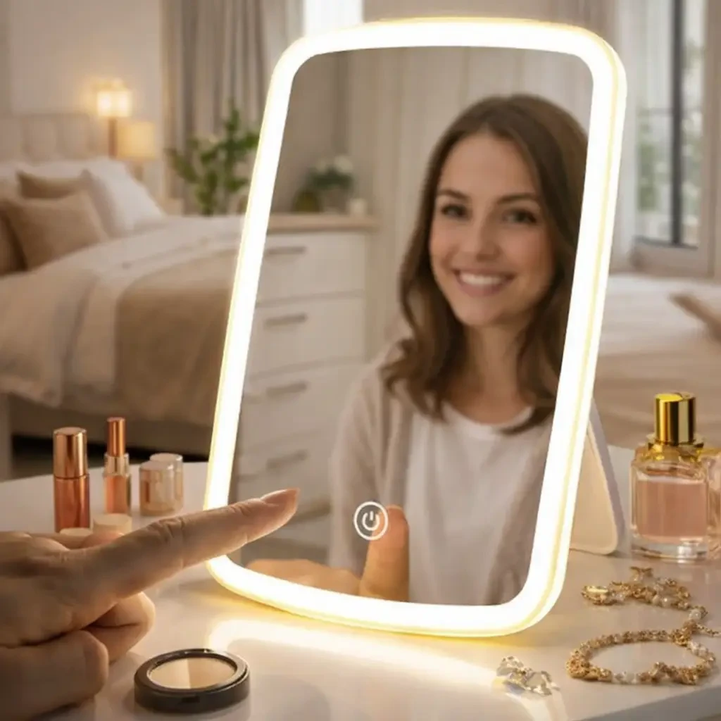 Косметическое зеркало с LED-подсветкой Jordan&Judy Makeup Mirror с увеличением Кремово-белый (512)