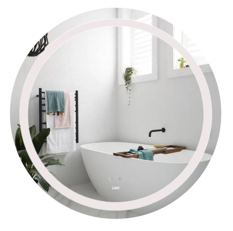 Дзеркало кругле Lidz Aria AR1 з LED-підсвічуванням Touch/антизапотіванням/димером/регулюванням яскравості (LD78LR800)
