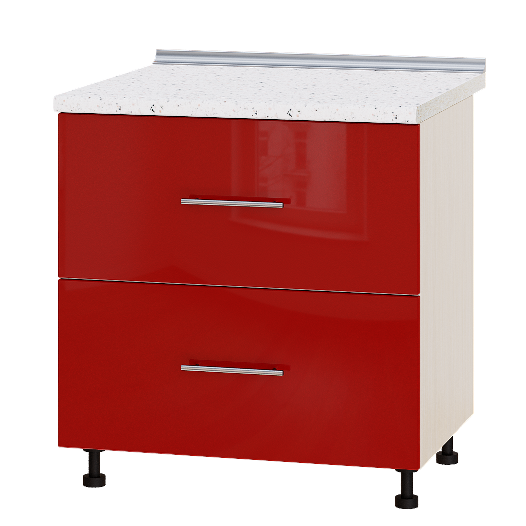 Шкаф нижний Эверест Модерн модуль Низ Н86-800 80х47х85 см Красный глянец/Дуб Молочный (05694)
