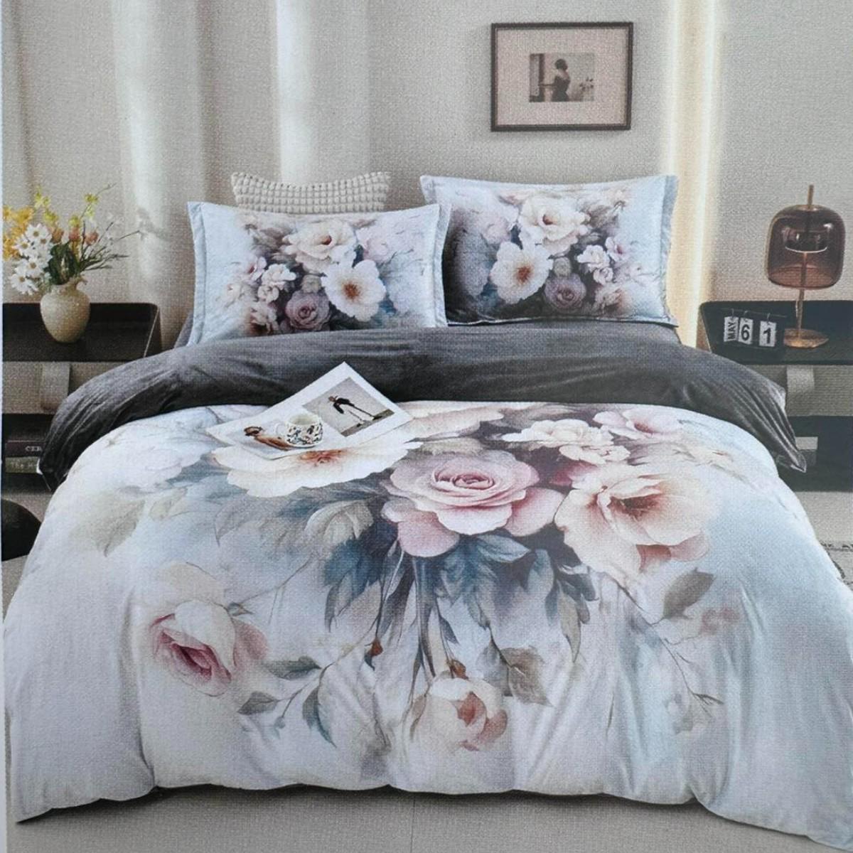 Комплект постельного белья велюровый Koloco 5D рисунок евро (42541)