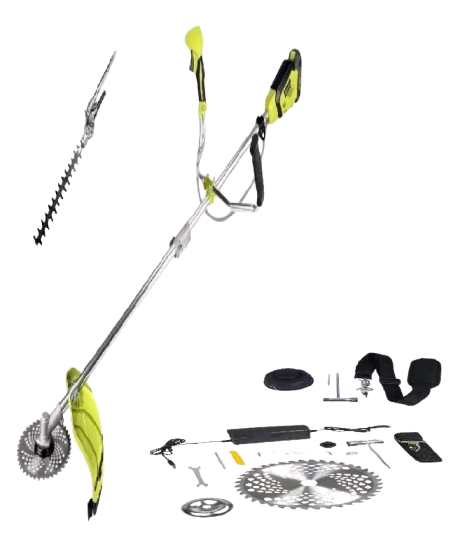 Триммер аккумуляторный бесщеточный газонный ELTOS АТГ-20 2в1 2 АКБ 4 Ач/зарядное устройство/шпуля с леской/косильный нож/насадка кусторез (33702978)