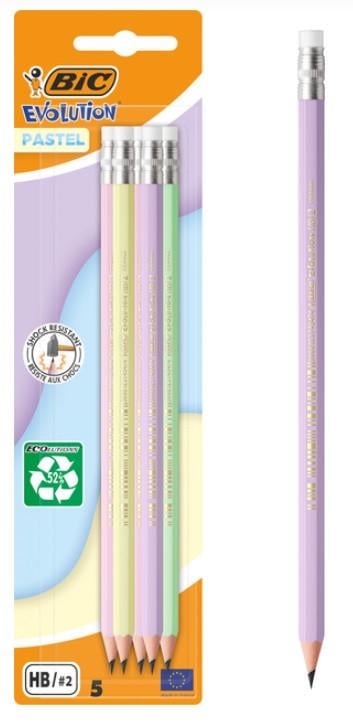 Олівець BIC Evolution Пастель з гумкою 5 шт. (2700683123) - фото 3 Олівець BIC Evolution Пастель з гумкою 5 шт. (2700683123) - фото 3