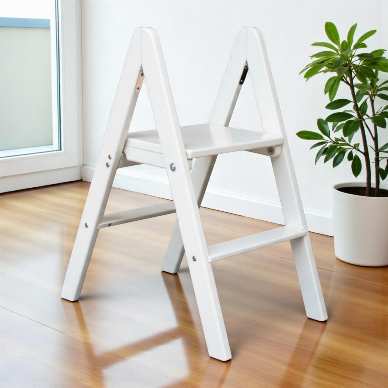 Табурет-сходи дерев'яний Студія Дерева Вільха побутовий двосторонній 2 сходинки Білий (31002857) - фото 1 Табурет-сходи дерев'яний Студія Дерева Вільха побутовий двосторонній 2 сходинки Білий (31002857) - фото 1