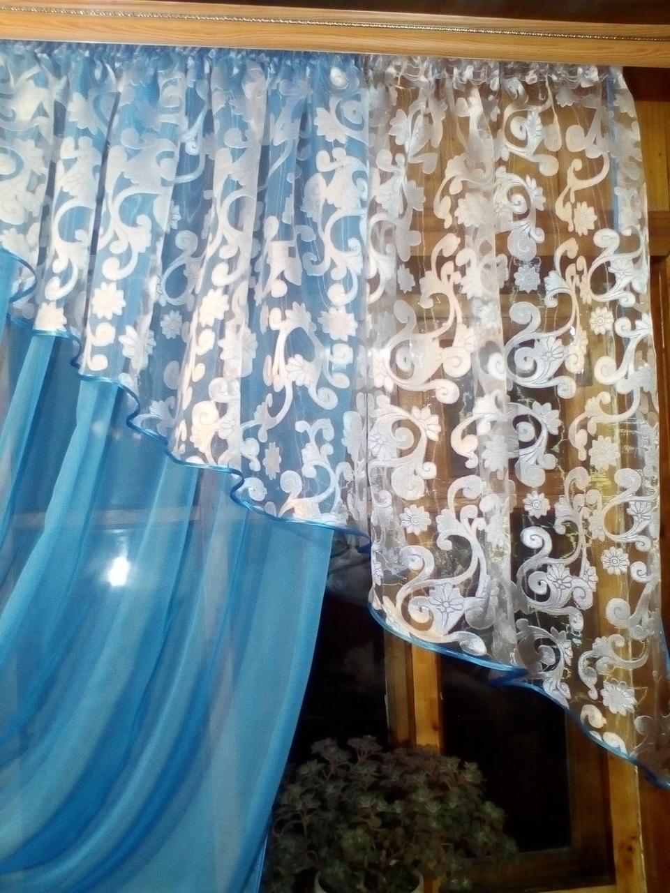 Шторы Анжелика вензель левая Синий (1227978534) - фото 4 Шторы Анжелика вензель левая Синий (1227978534) - фото 4