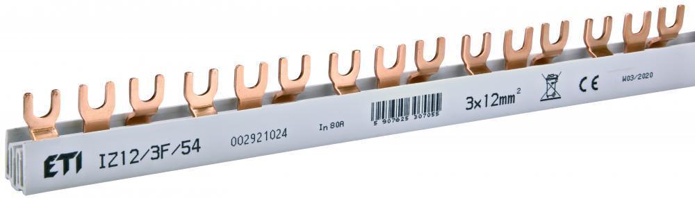 Шина соединительная ETI IZ12/3F/54 3Р 80А тип FORK вилка 54 модуля 12 мм2 1 м (2921024)