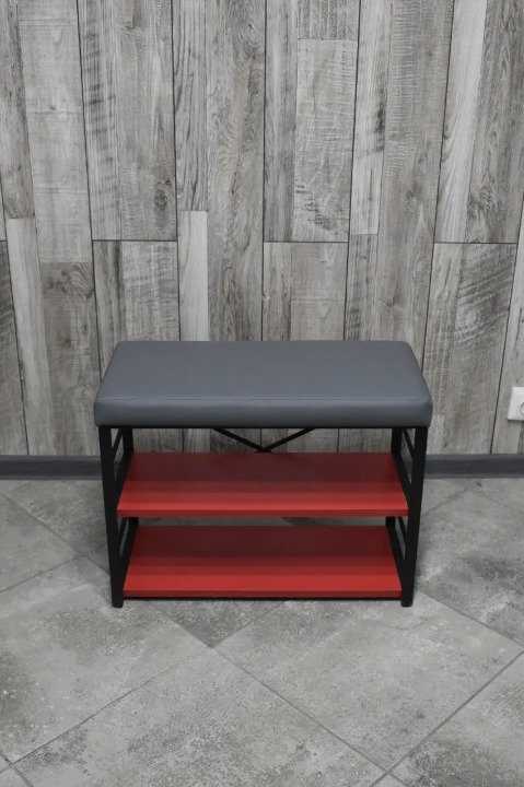 Банкетка для взуття металева з м'яким сидінням 32х47х60 см Сірий (28375260)