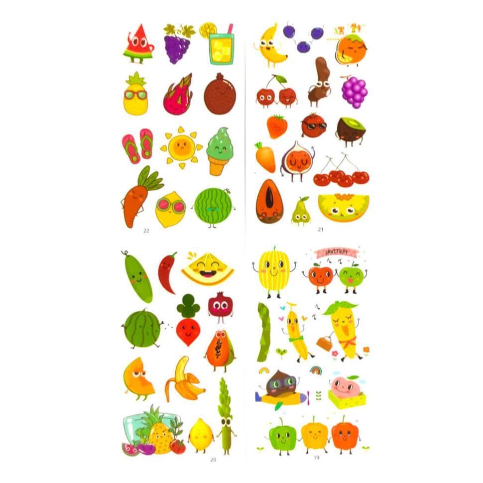 Набір дитячих тату тимчасових Овочі та фрукти (tattoo-kids-mini-set-fruits)